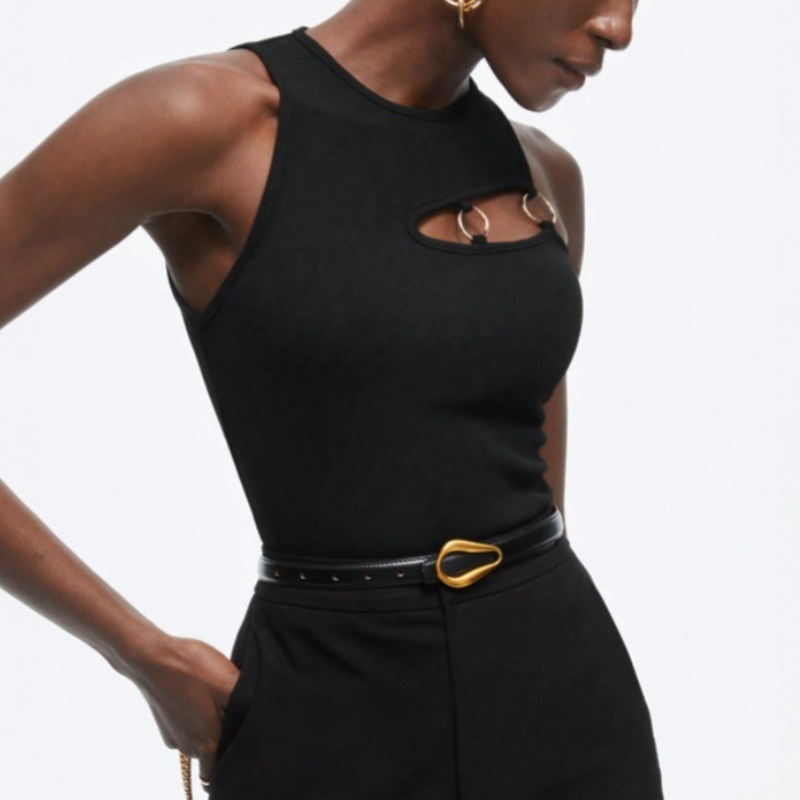 Chic O-Ring Cut-Out Black Tank Top | Elevated Fall Fashion for Women
