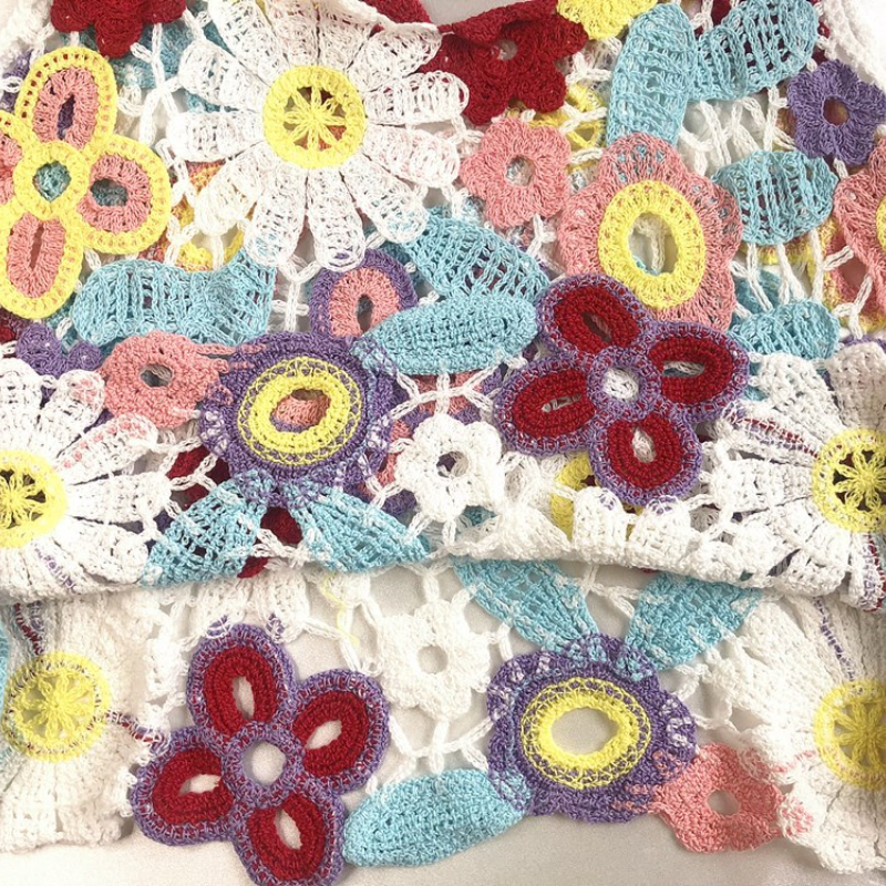 Vibrant Floral Crochet Cami Top - Boho Knit for Sunny Escapes & Chic Fall Layering