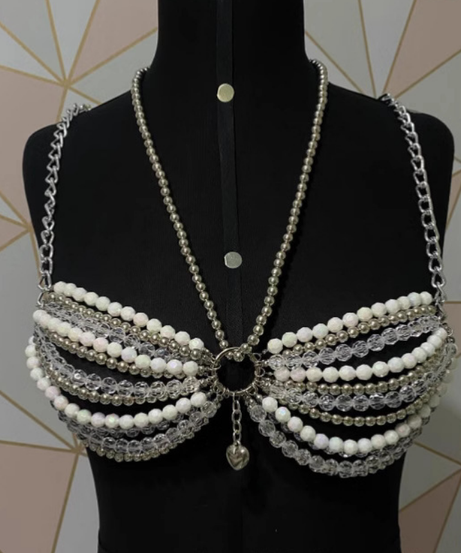 Celestial Sparkle Beaded Halter Top | Glam Chain Body Jewelry for Festival & Holiday Season