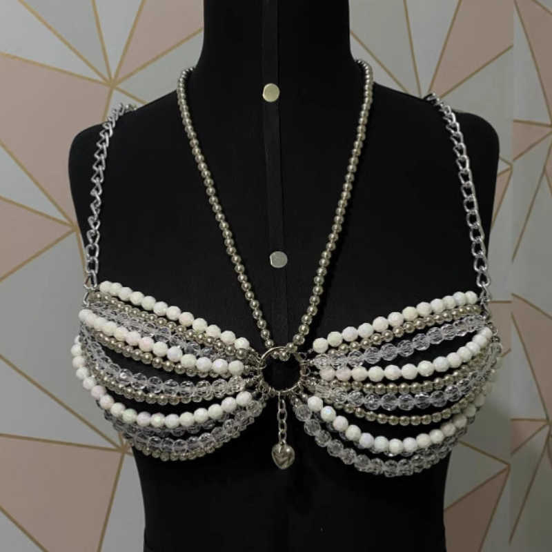 Celestial Sparkle Beaded Halter Top | Glam Chain Body Jewelry for Festival & Holiday Season