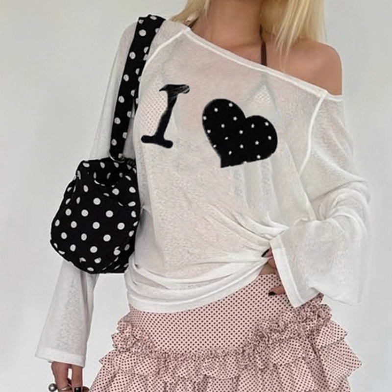 Fall Ready 'I ❤️ Stars' Sheer Oversized Long Sleeve Top - Comfy Chic