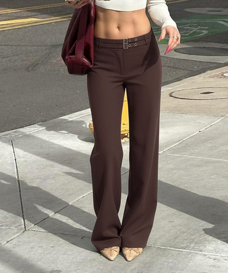 Chic Chocolate Low-Rise Wide Leg Trousers: Your Fall & Holiday Style Essential