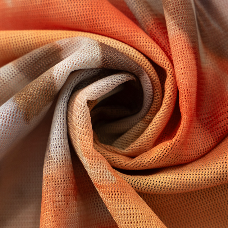 Fierce Fall Abstract Animal Print Mesh Long Sleeve Top - Orange Haze Y2K Style