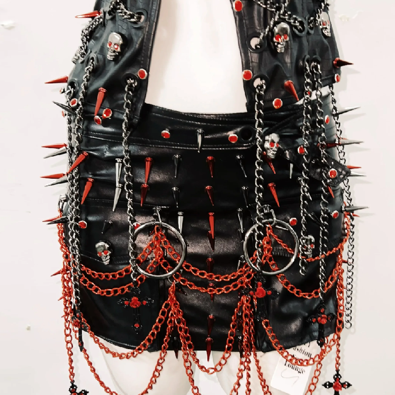 Rebel Siren Spiked Faux Leather Set | Goth, Punk & Halloween Clubwear for Women