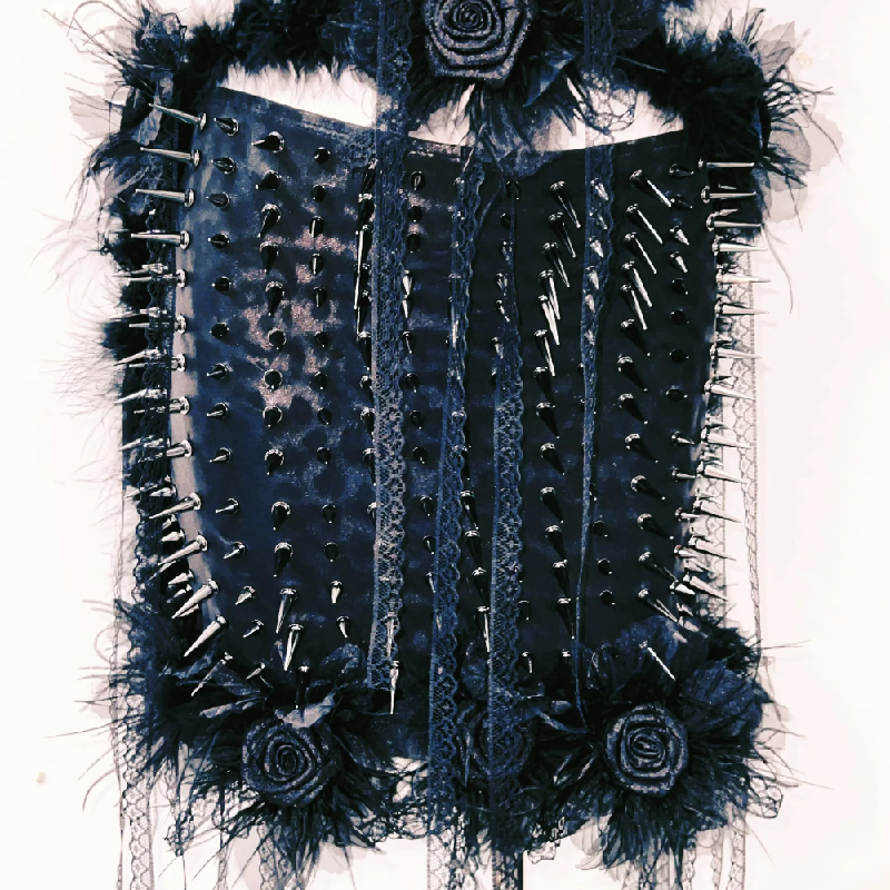 Spiked Feather Rebel Heart Two-Piece Set | Edgy Gothic Rave Clubwear & Halloween Statement