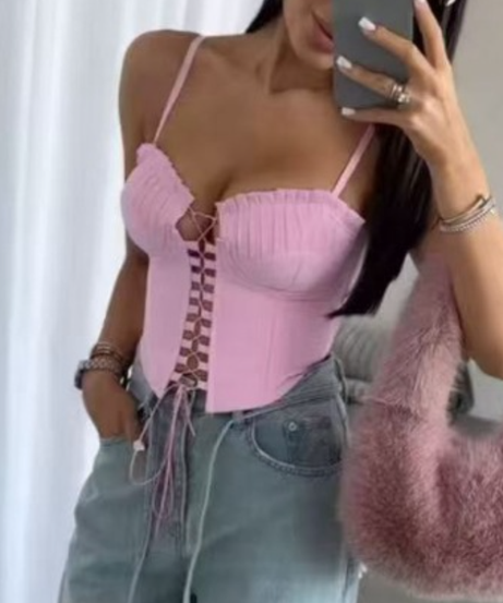 Chic Floral Lace-Up Corset Cami Top - Your Must-Have Fall Transition Piece