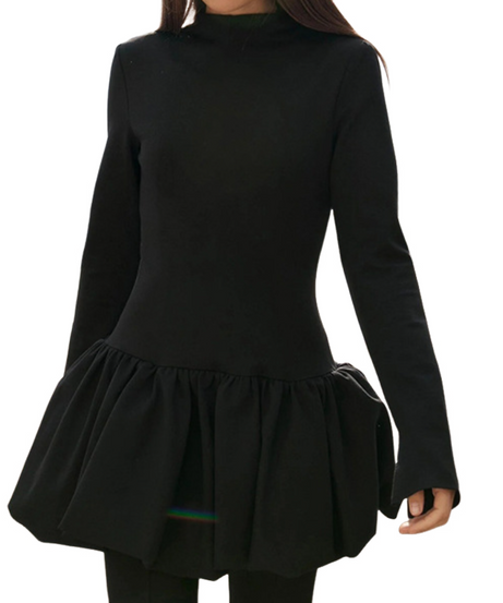 Effortless Chic: White High-Neck Ruffle Mini Dress for Fall & Holiday Style