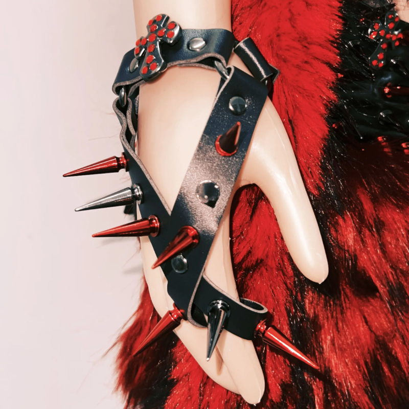 Dare to Rule: Spiked Faux Leather Halter Top | Gothic Halloween Rave Clubwear for Women