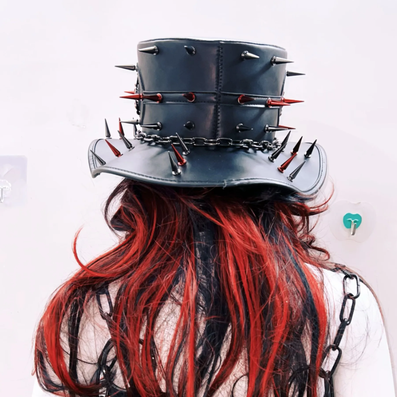 Fierce Spiked Skull Goth Witch Hat with Chains | Ultimate Halloween & Alt-Fashion
