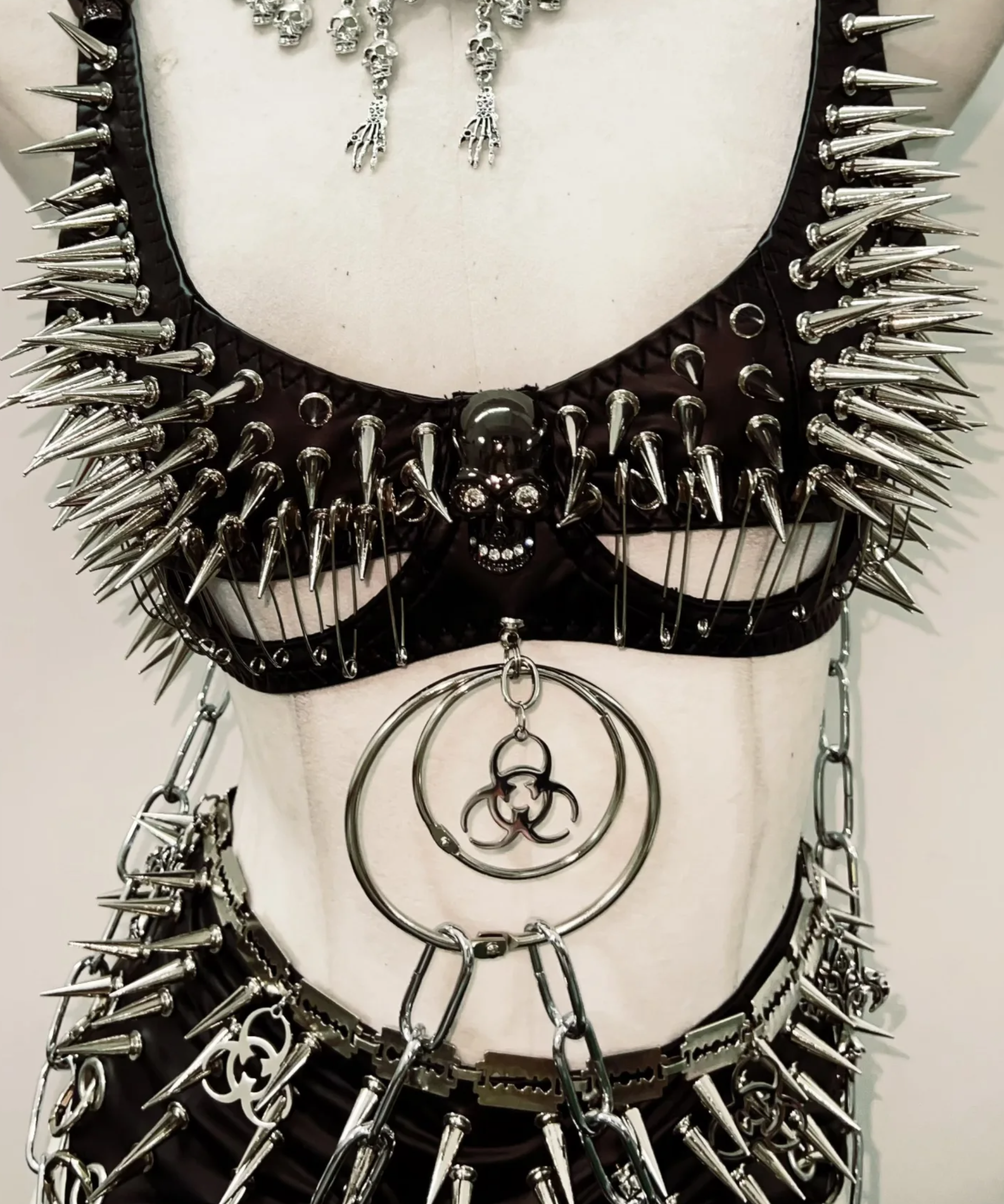 Unleash Your Dark Siren: Spiked & Chained Gothic Lingerie Set - Halloween & Festival Ready