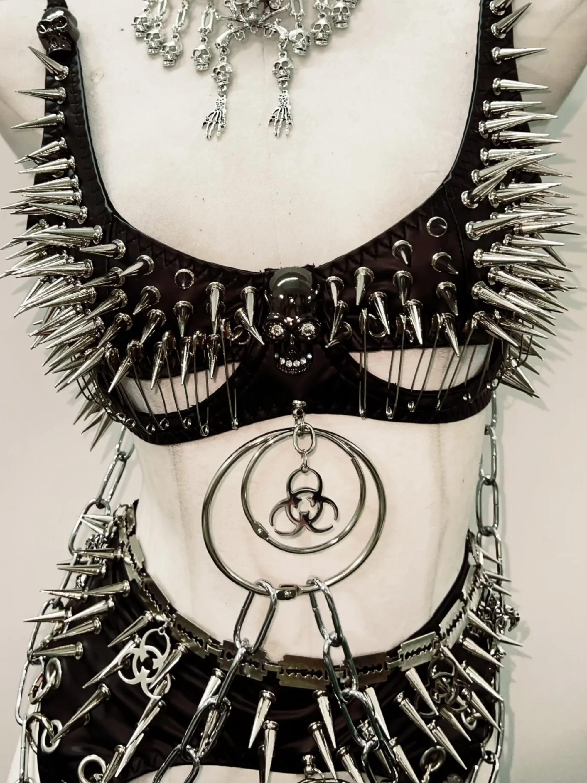 Unleash Your Dark Siren: Spiked & Chained Gothic Lingerie Set - Halloween & Festival Ready