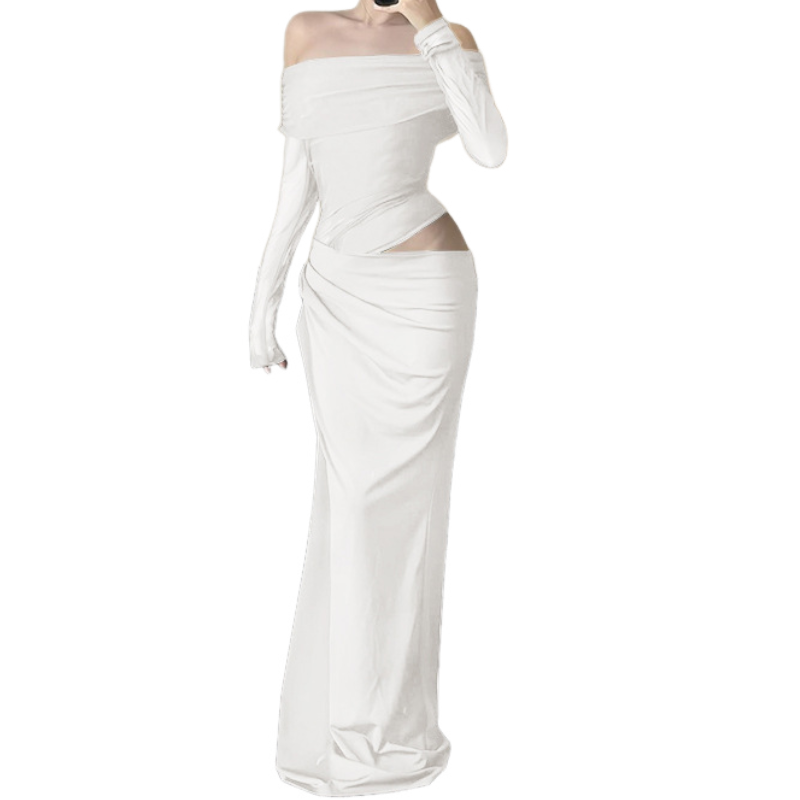 Sultry Black Off-Shoulder Mesh Maxi Dress with Chic Cutout - Your Ultimate Holiday Party & Evening Look