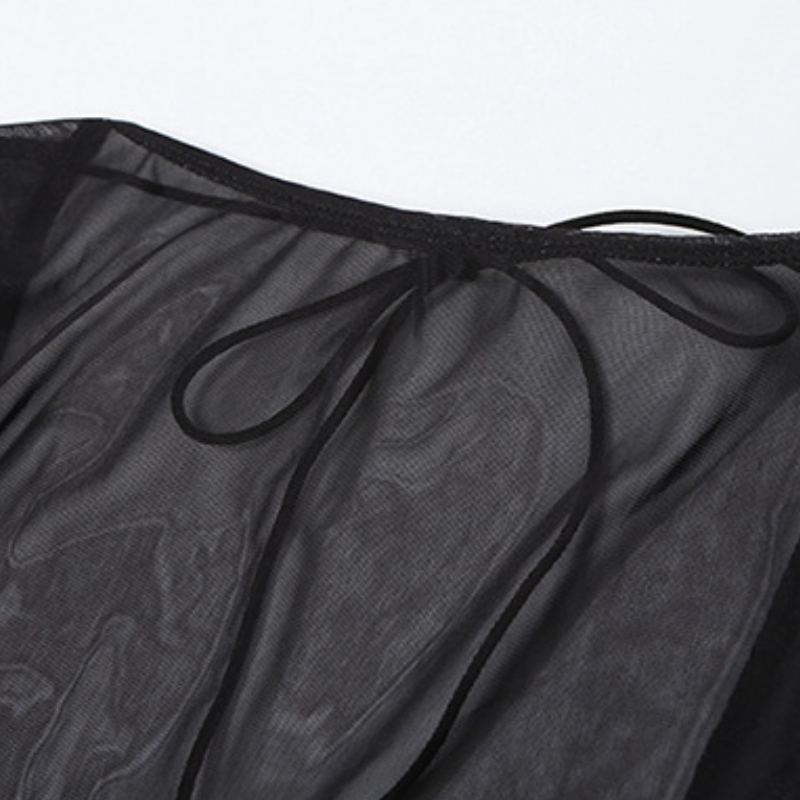 Mystical Eye Starfish Print Sheer Mesh Maxi Dress - Long Sleeve Bodycon for Edgy Fall & Halloween Style