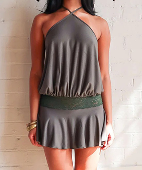 Essential Black Halter Mini Dress with Lace Trim – Perfect for Fall & Holiday Parties