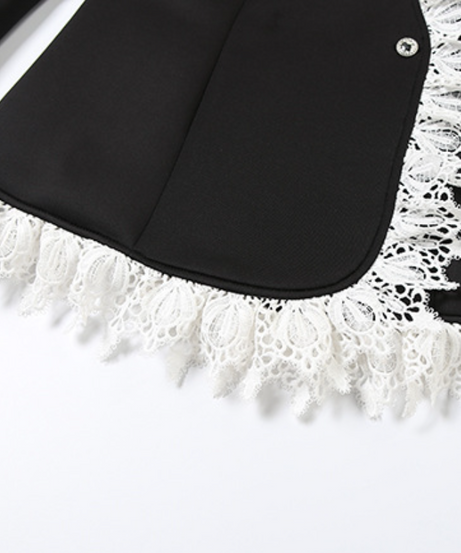 Elegant Asymmetrical Lace Black Blazer - Women's Fall & Holiday Statement Jacket