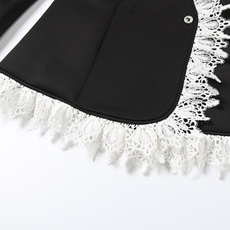 Elegant Asymmetrical Lace Black Blazer - Women's Fall & Holiday Statement Jacket