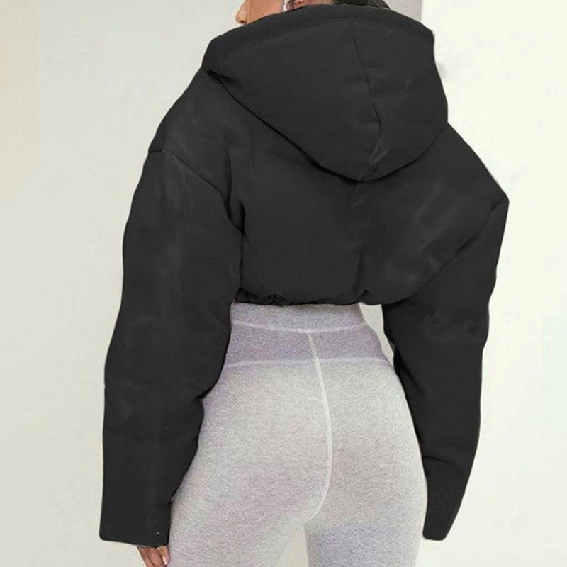 Trendsetter's Cropped Puffer Hoodie – Chic Zip-Up for Fall & Winter Style