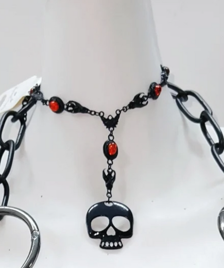 Crimson Spiked O-Ring Harness Top - Edgy Halloween & Fall Party Statement