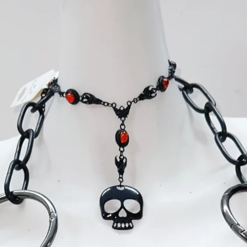 Crimson Spiked O-Ring Harness Top - Edgy Halloween & Fall Party Statement