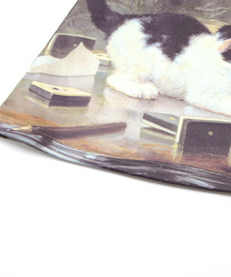 Whimsical Kitty Dominoes Mini Skirt - Unique Fall Fashion & Cat Lover Essential