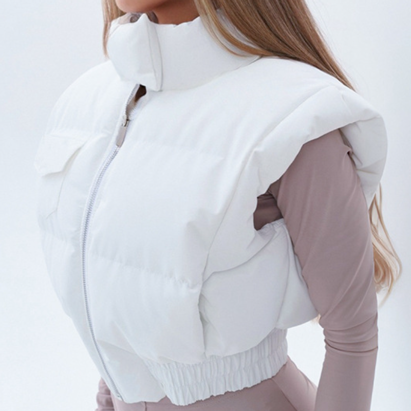 Cozy Chic Pink Cropped Puffer Vest – Fall Layering Essential for Women
