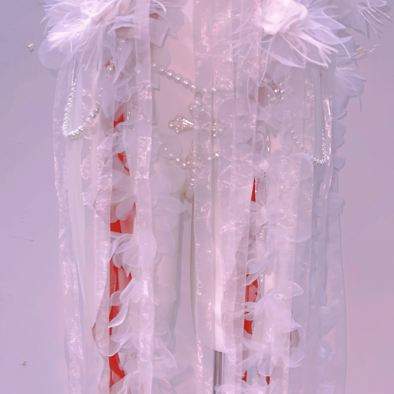 Ethereal Feather & Pearl Illusion Romper Gown - Your Dazzling Holiday & NYE Showstopper!