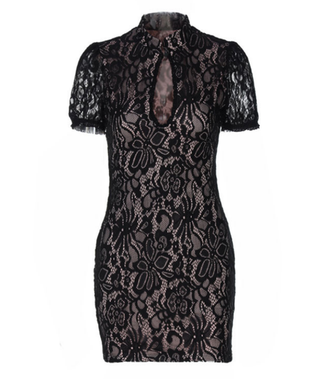 Romantic Lace Keyhole Mini Dress - Perfect for Fall Dates & Holiday Glam