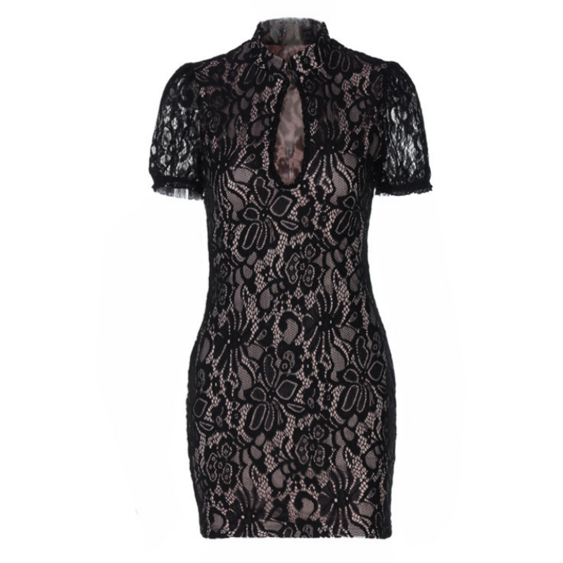 Romantic Lace Keyhole Mini Dress - Perfect for Fall Dates & Holiday Glam