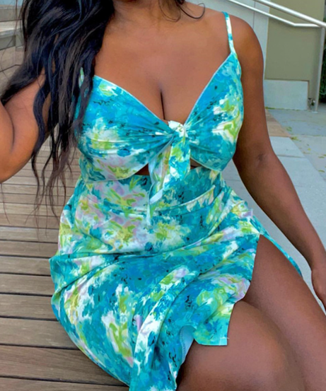 Vibrant Getaway Tie-Front Cut-Out Midi Dress - Your Sunny Escape Essential