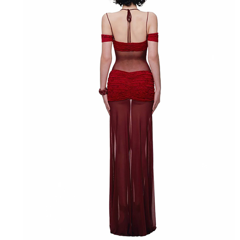 Glamorous Merlot Illusion Maxi Dress – Slay Your Holiday Parties & Fall Evenings with High-Slit Allure