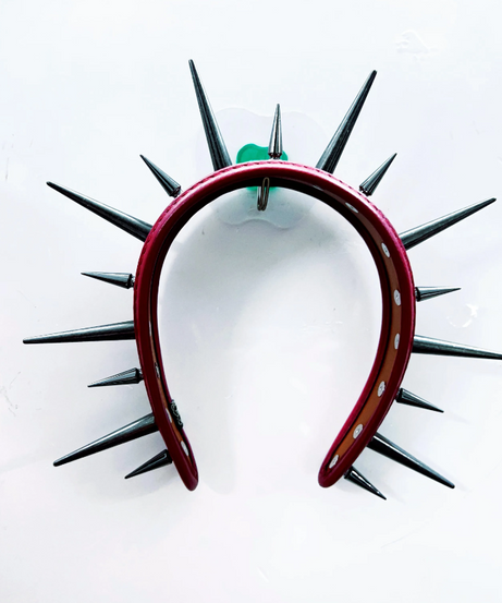 Fierce Red Gothcore Spiked Faux Leather & Faux Fur Tube Top | Halloween & Rave Ready