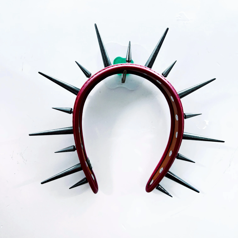 Fierce Red Gothcore Spiked Faux Leather & Faux Fur Tube Top | Halloween & Rave Ready