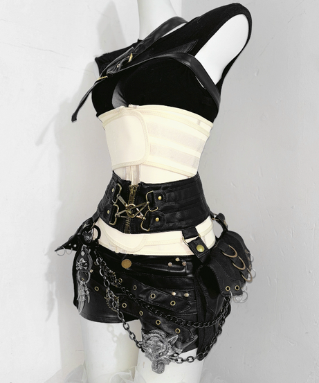 Edgy Faux Leather Harness Sleeveless Top | Chic Buckle Detail for Fall & Halloween