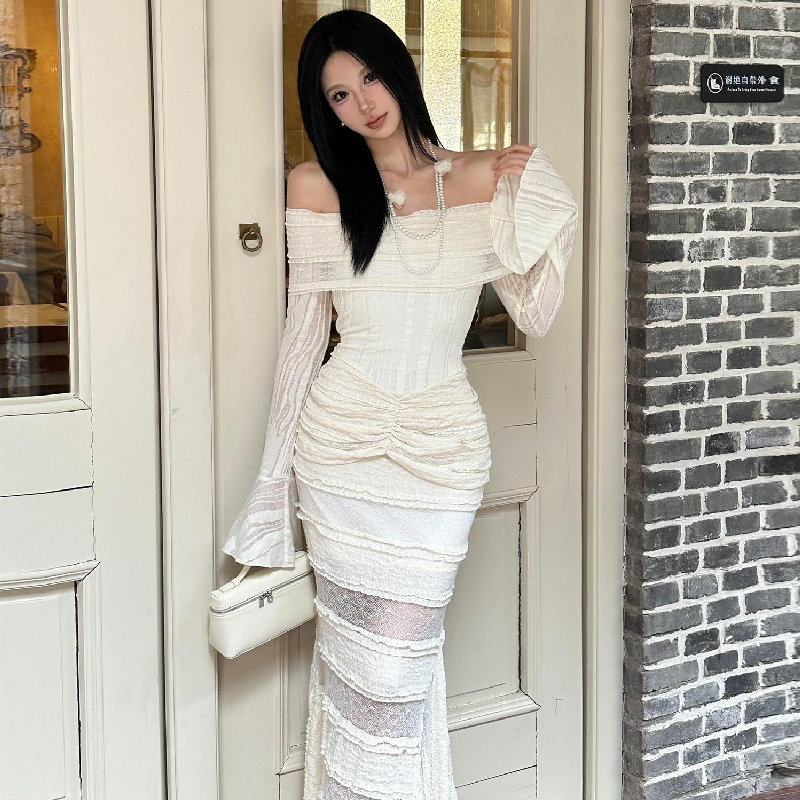 Ethereal Chic Off-Shoulder Ruched Lace Maxi Dress - Fall Events & Holiday Ready