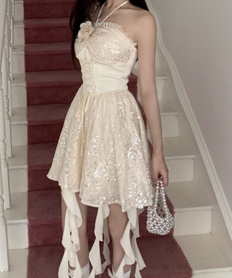 Enchanting Sequin Halter Corset Mini Dress - Your Dazzling Pick for Fall Parties & Holiday Celebrations