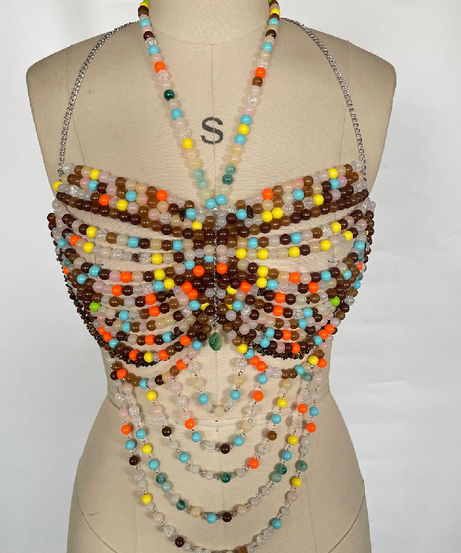 Kaleidoscope Beaded Butterfly Halter Top - Your Ultimate Festival & Resort Wear Statement