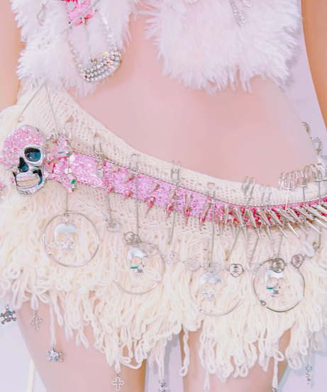 Fierce Fluffy Spiked Skull Two-Piece Set - Your Ultimate Halloween & Festival Statement Outfit!