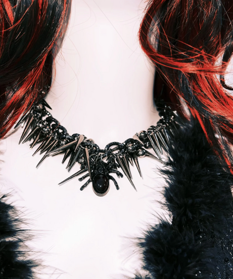 Bewitching Black Faux Fur & Spider Web Maxi Dress - Halloween & Holiday Party Statement