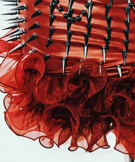 Crimson Vixen Spiked Halter Top | Lace-Up Gothcore Statement for Halloween & Fall Parties