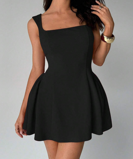 Effortlessly Chic Square Neck Backless Black Mini Dress - Your Fall & Holiday 2025 Party Essential