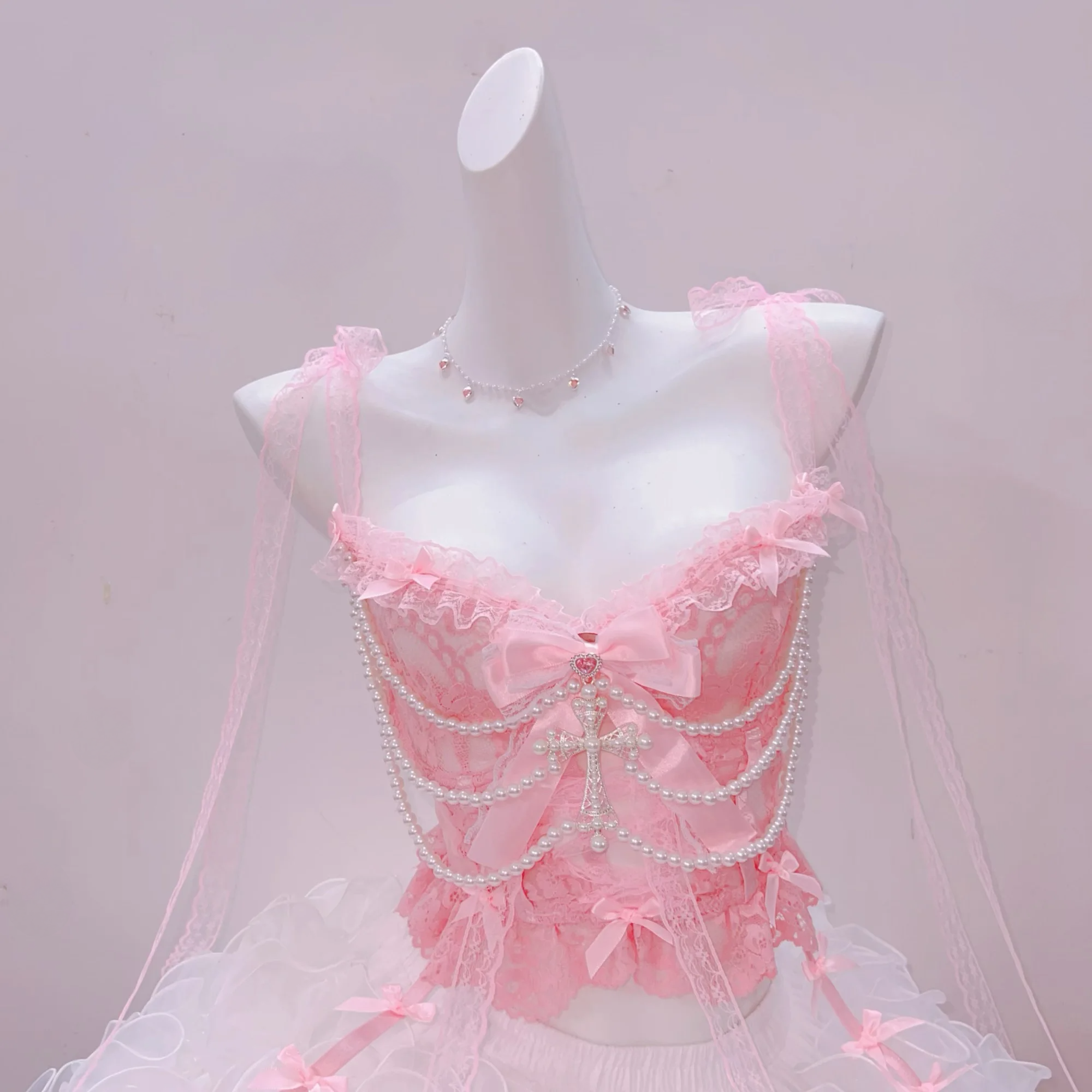 Dreamy Pink Pearl & Lace Cami Top | Ethereal Style for Fall Dates & Holiday Glam