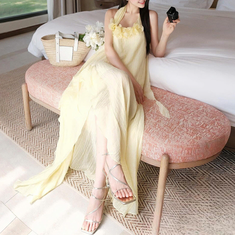 Dreamy Halter Ruffle Maxi Dress | Your Essential Resort & Warm Getaway Style