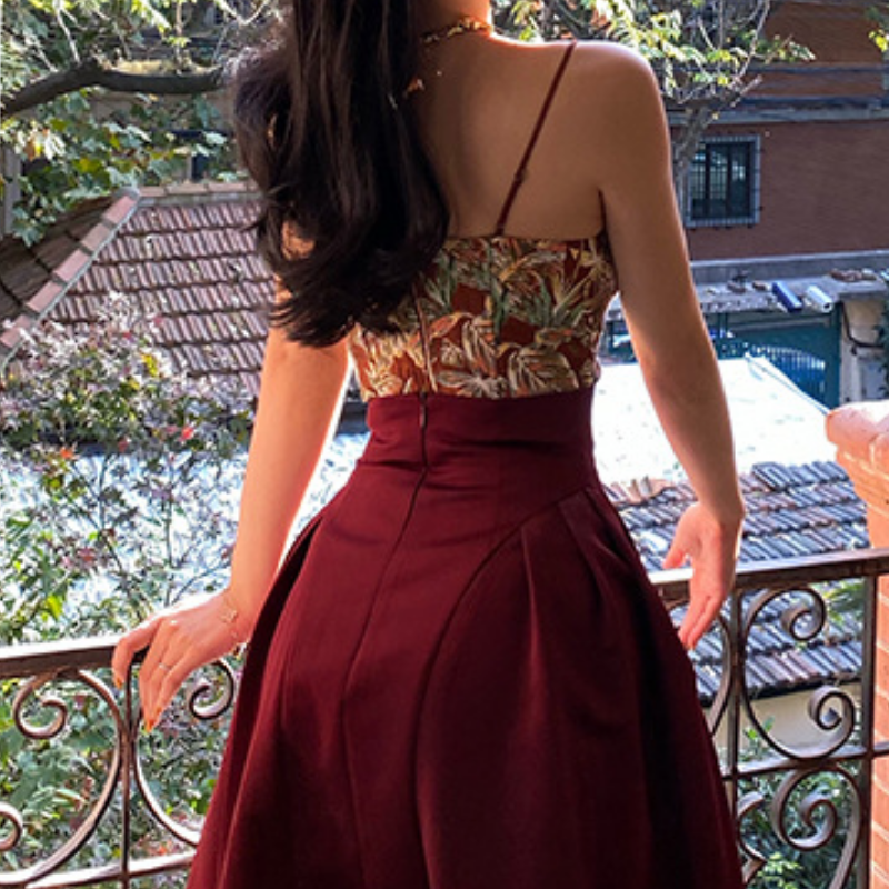 Autumn Bloom Botanical Corset Cami Top - Chic Fall Style