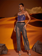 Kataleya Mesh Diamond Pants In Black