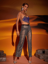 Kataleya Mesh Diamond Pants In Black