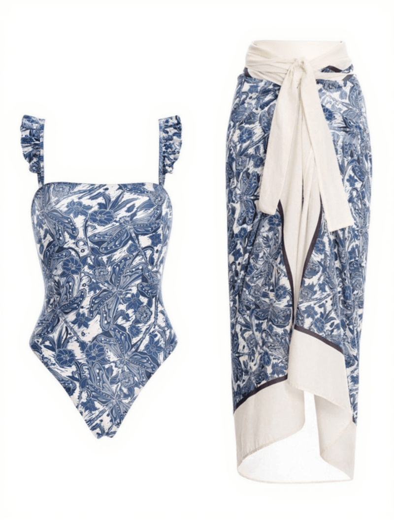 Vivianne Dragonfly Printed Swimwear Two Piece Set