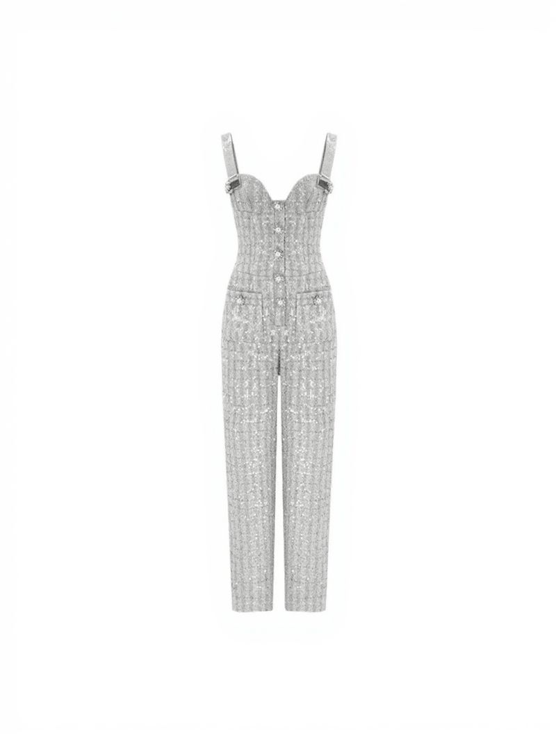 Roan Sequin Tweed Jumpsuit