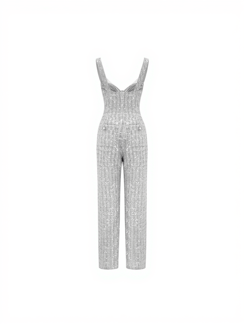 Roan Sequin Tweed Jumpsuit