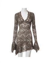 Angharad V Neck Lace Mini Dress