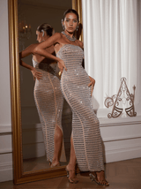 Ridley Rhinestone Mesh Maxi Dress